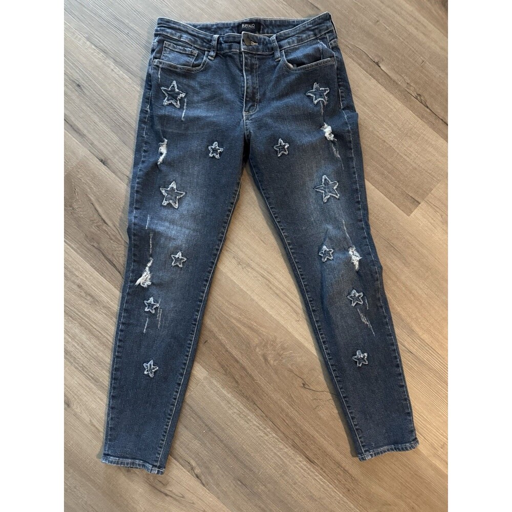 Buffalo David Bitton Hope Skinny Comfort Stretch Jeans Star Patch Distressed 32
